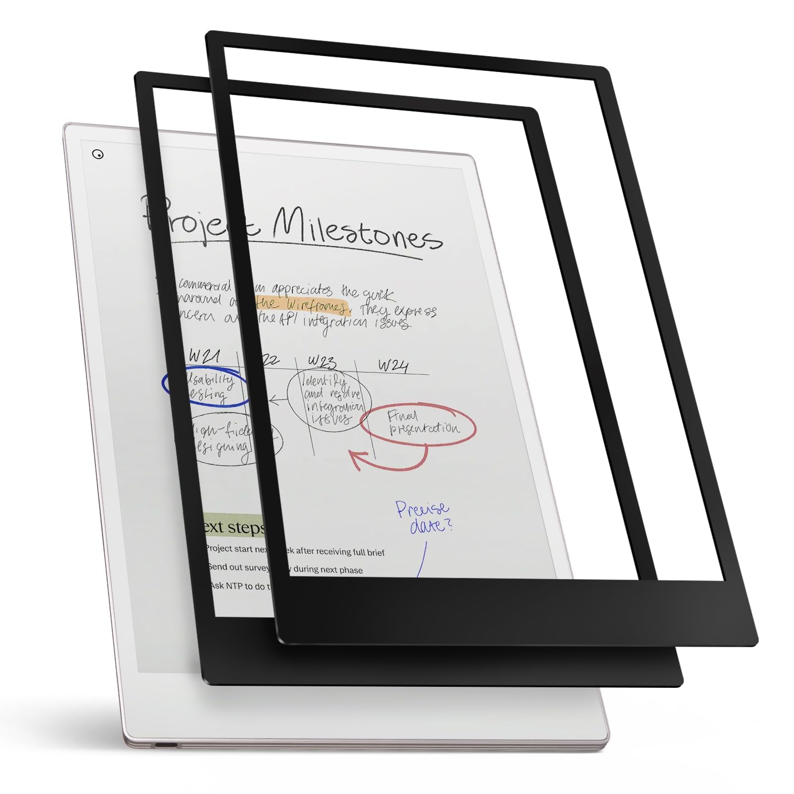 CoBak Paper Feel Writing Screen Protector for reMarkable Paper Pro 11.8" 2024 Released - Matte Suface Anti-Glare and 9 H Hardness Tempered Glass Anti-Scratch - 2 Pack Black 11.8" reMarkable Paper Pro Paper Feel Black Frame【2 Pack】