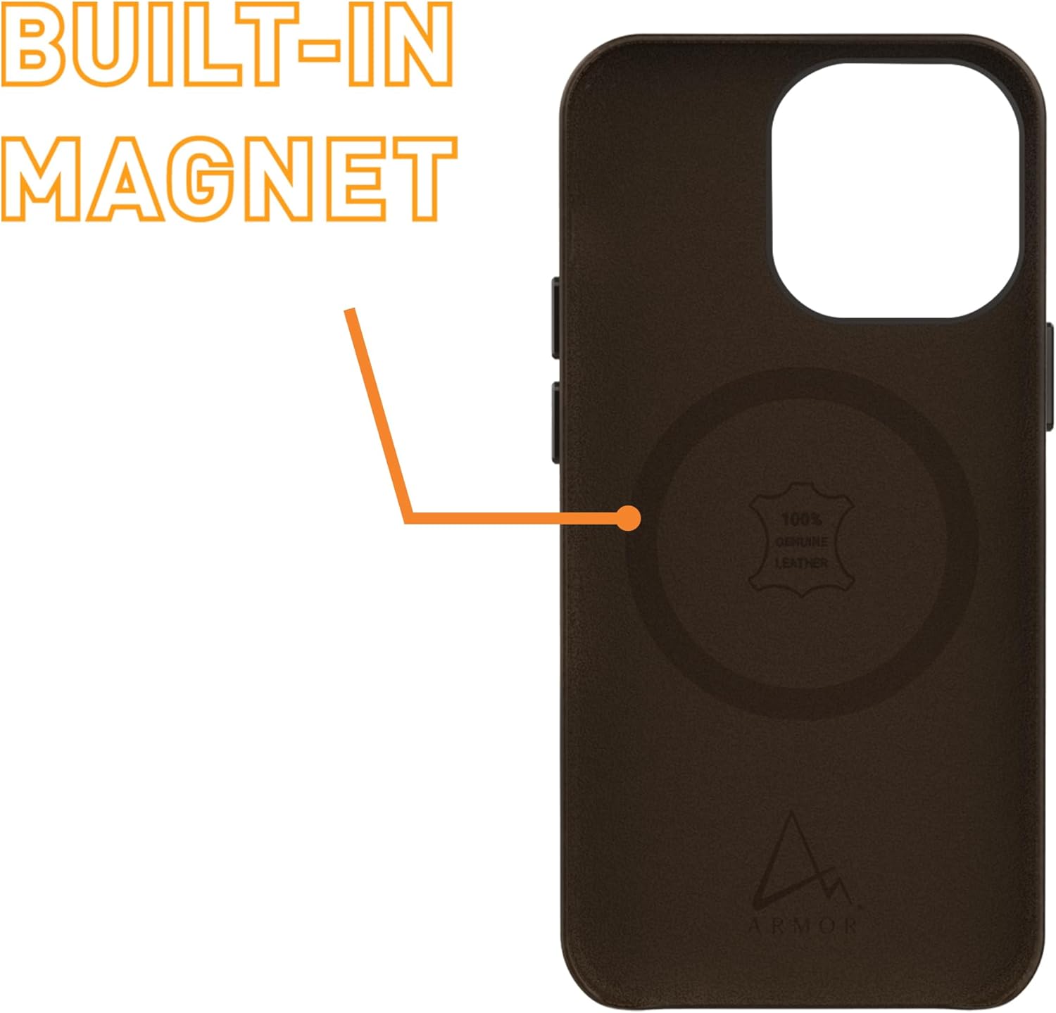 Armor Leather Magnetic Case for iPhone 14 Pro, Bourbon Brown