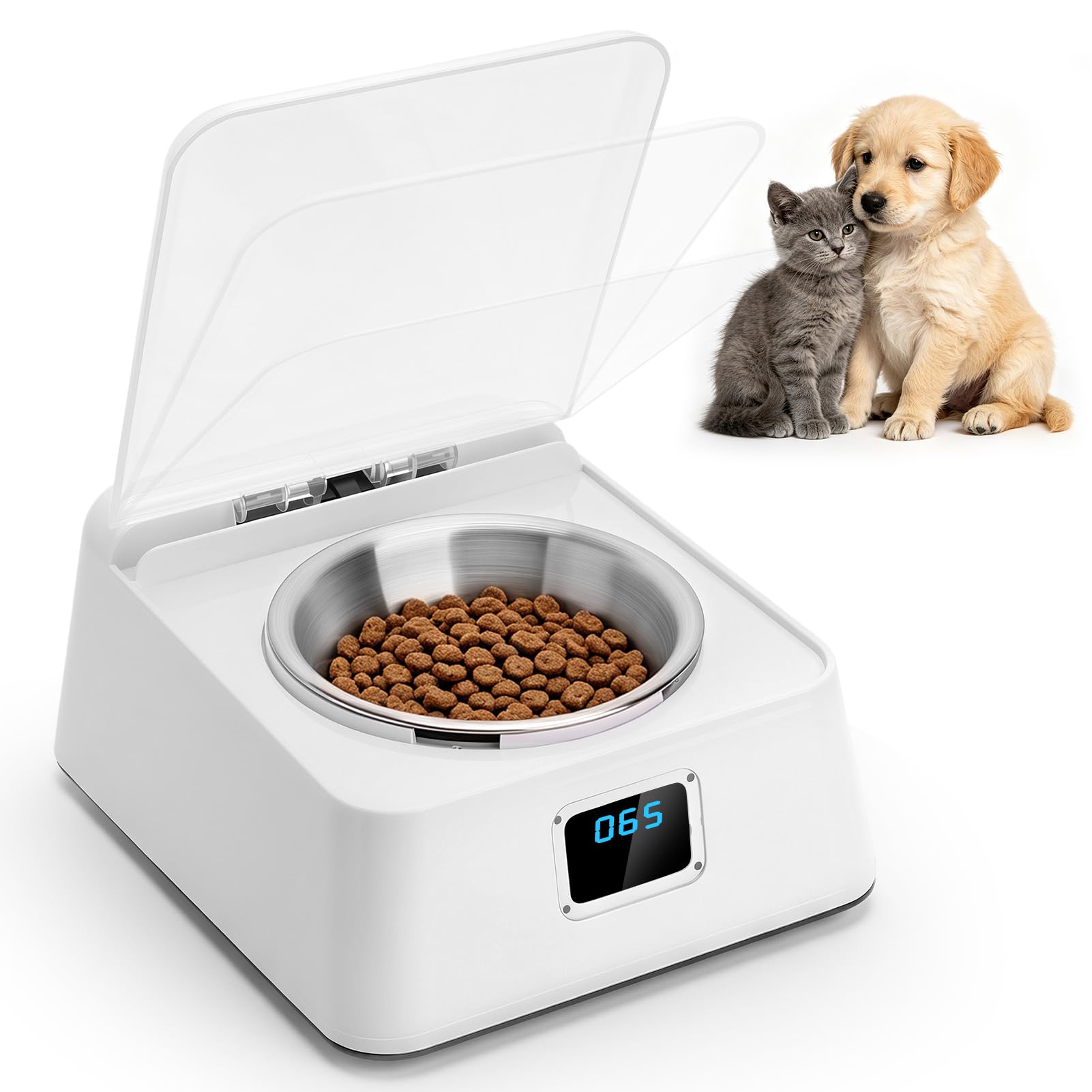 Futterautomat Katze Nassfutter 350ml, Automatischer Futterspender Katze, Katzenfutter Automat Infrarot Sensor, Nassfutterautomat für Katzen & Kleine Hunde, Sorgen Sie für Eine Gesündere Ernährung