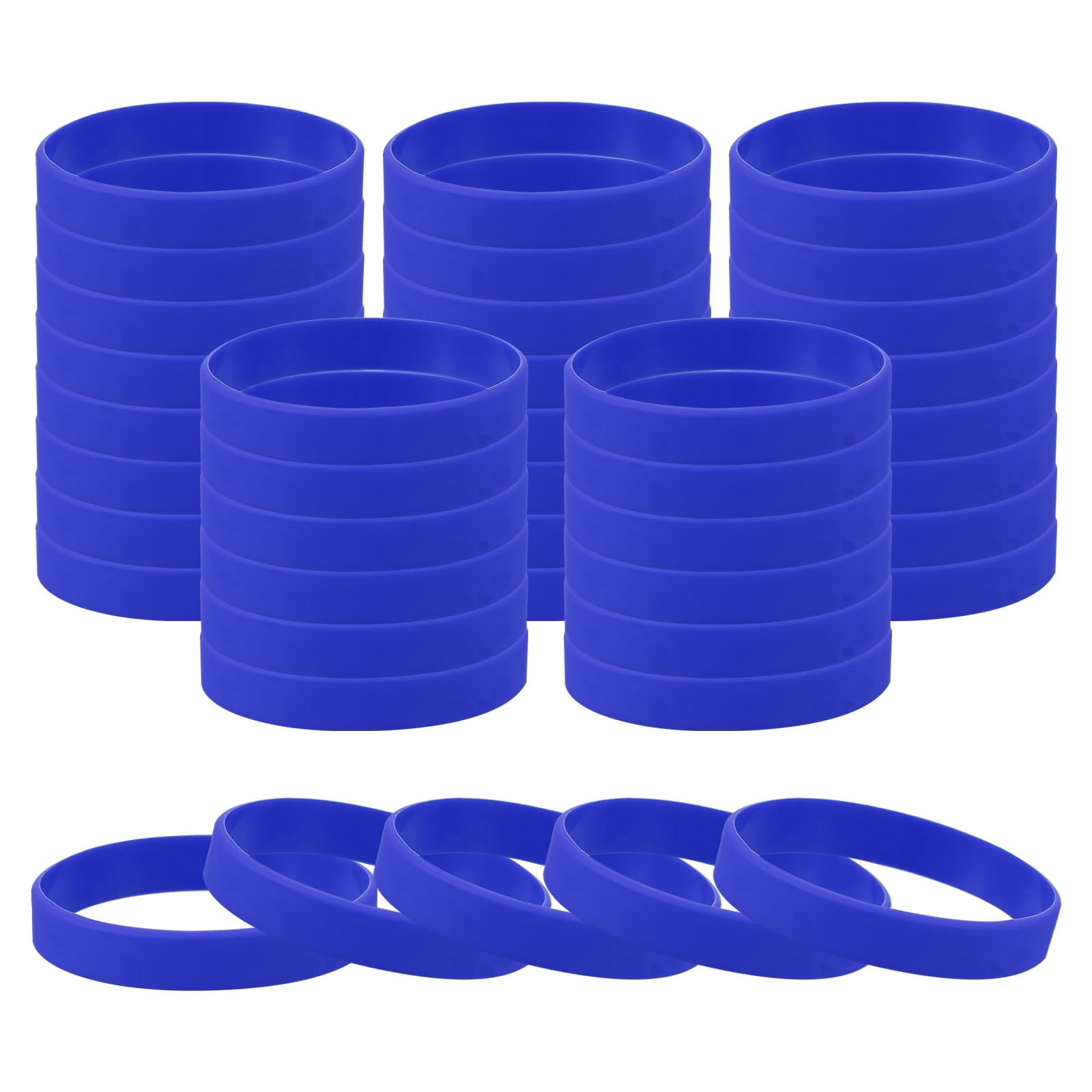 PATIKIL Rubber Bracelets, 60 Pcs Unisex Silicone Sports Wristbands for Sports Party Games Fashion Decorations Dark Blue โ image 1