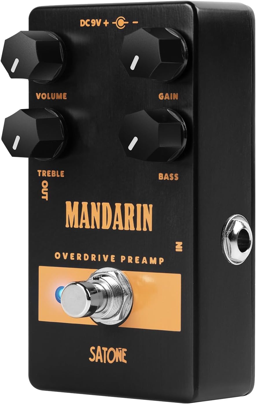 S805 Mandarin Overdrive Preamp Effect Pedal - Classic Overdrive with 4 Controls Preamp Acoustic Metal Pedal with True Bypass