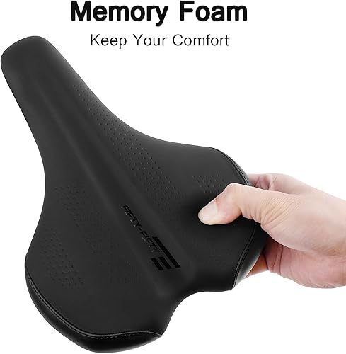 Miniatura 3 de FIFTY-FIFTY Sillín de bicicleta de montaña, cómodo asiento de bicicleta de espuma viscoelástica, suave e impermeable para hombres y mujeres,