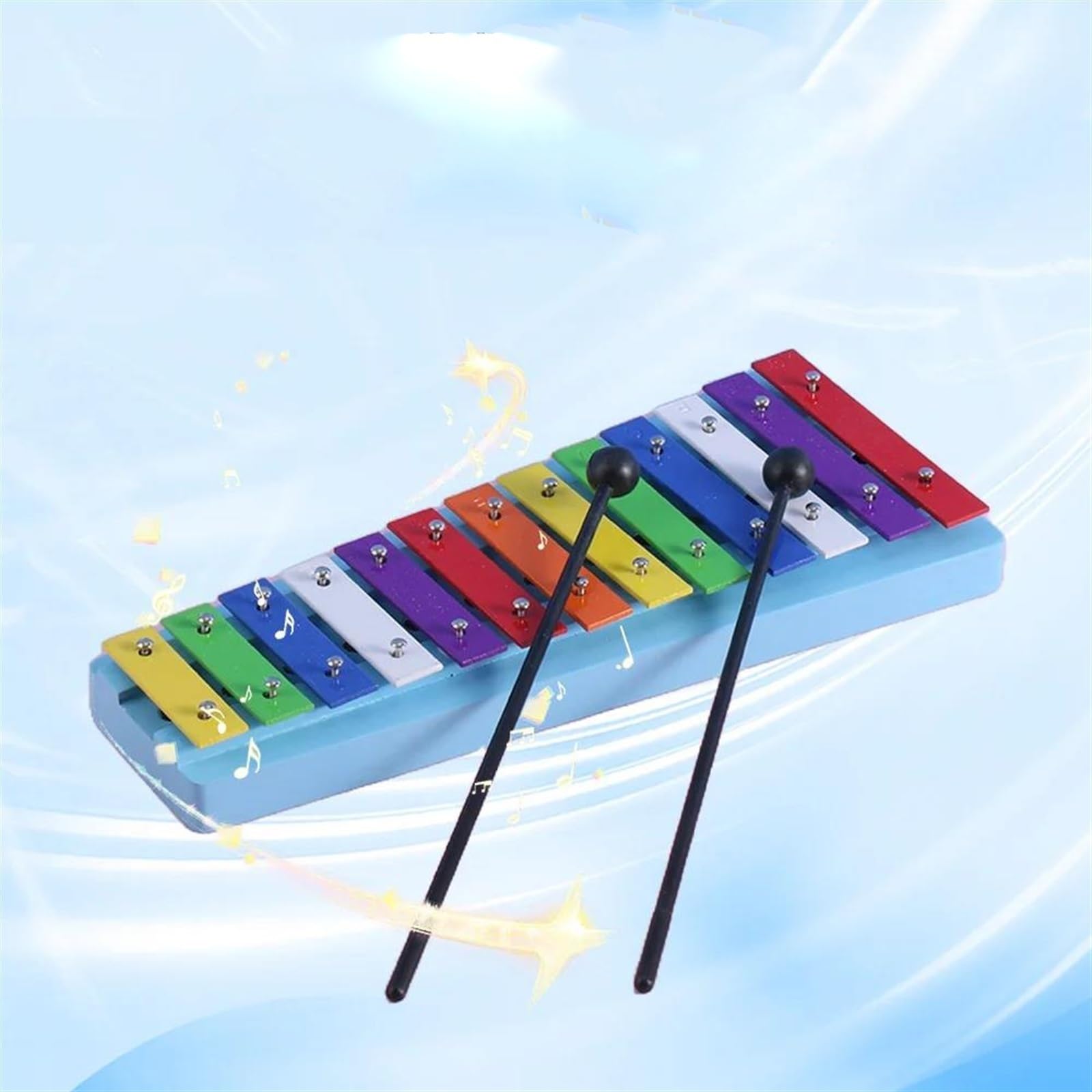 Ksylofon Muzyczny 13 Nut Glockenspiel Ksylofon Kolorowe Metalowe Klawisze Perkusyjny Rytm Ręczny Instrument Muzyczny