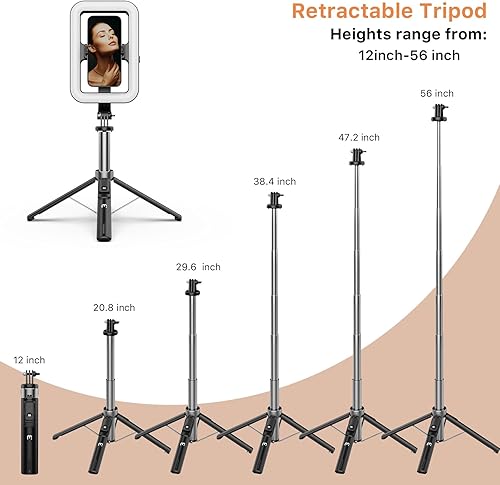 Miniatura 5 de MYBAT PRO - Luz LED para selfie con soporte, luz LED rectangular para selfie de 8 pulgadas para maquillajeflujo en vivo, luz LED regulable con