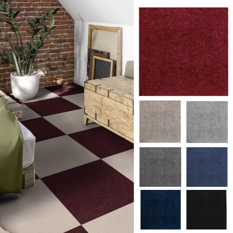 Pavimentos Arquiservi - Loseta de Moqueta - Caja de 20 Unidades (5m²) - Elaboradas en Polipropileno Rojo Lava - Elegancia y Versatilidad para Hogares y Espacios Comerciales