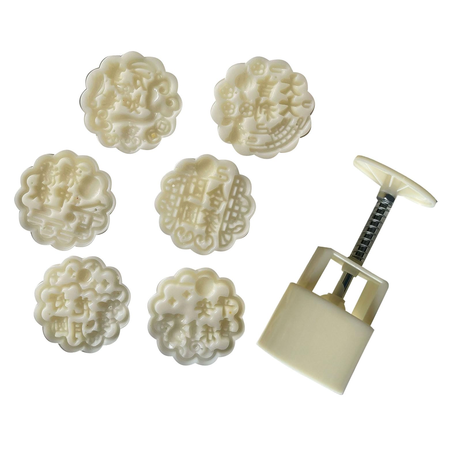 Ldabrye Moon Cakes Mold Flower Shape Bean Pastes Cake with 6 Stamp ABS Pastries Maker for Baking Enthusiasts
