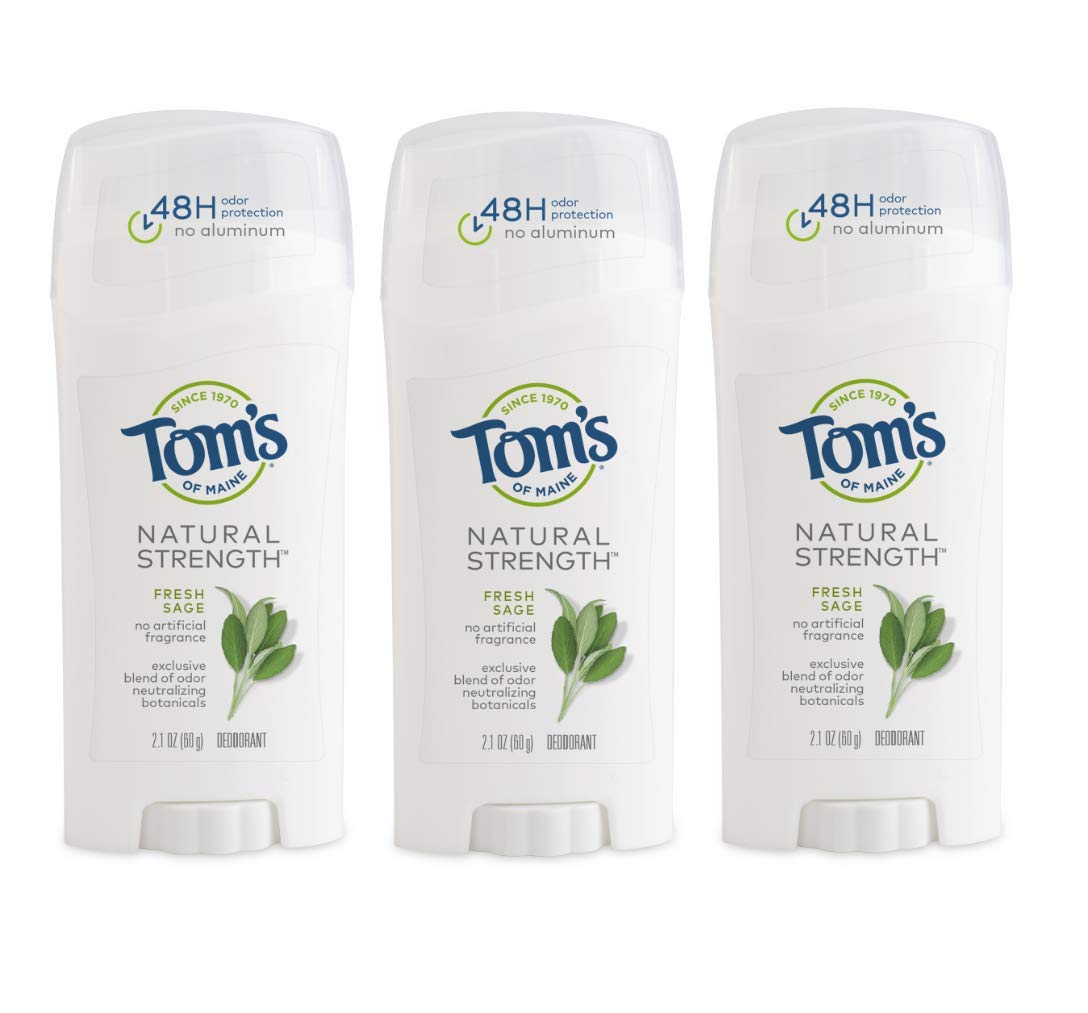 Tom's of Maine Natural Strength Aluminum-Free Deodorant for Women, Fresh Sage, 2.1 oz. 3-Pack (Packaging May Vary)