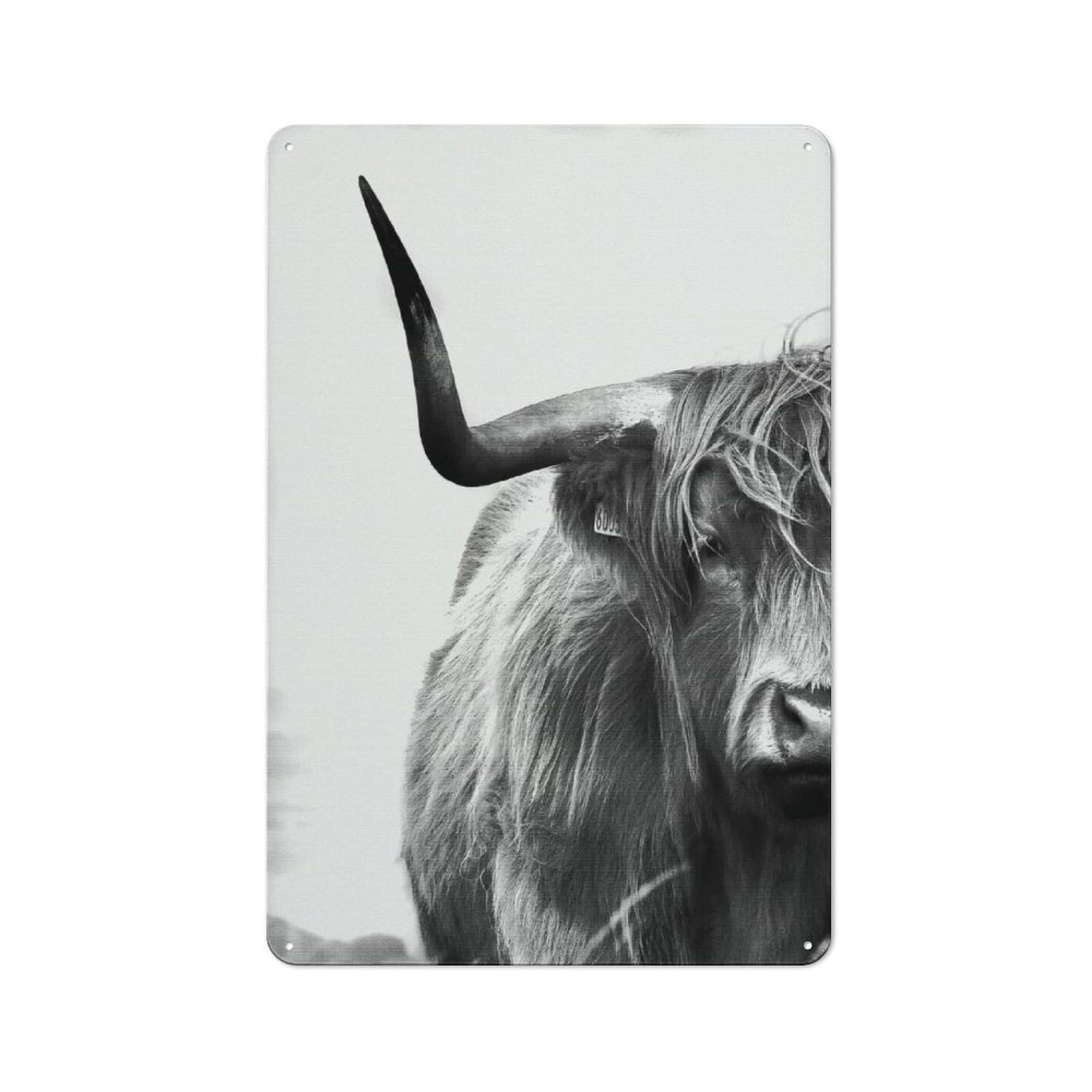 Casual Highland Cow Black & White Garden Room Metal Sign 30x20cm, Porch Wall Decor for Conservatory, Home Bar Or Utility Room