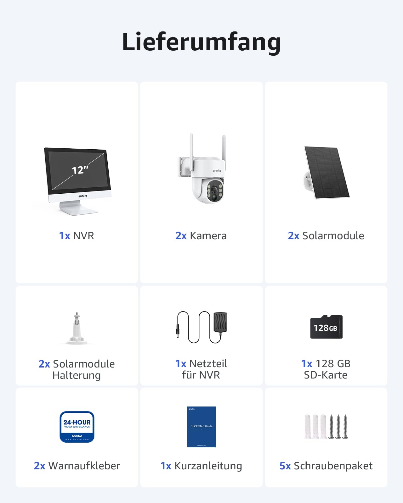 ANNKE 4MP Überwachungskamera Set Aussen WLAN mit 12''Monitor, 10CH 4K Wireless NVR, 2X 4MP PTZ WiFi Kameras mit 2-Wege Audio, Farbe Nachtsicht, Personenerkennung, Spotlight Alarm, 128GB SD Karte