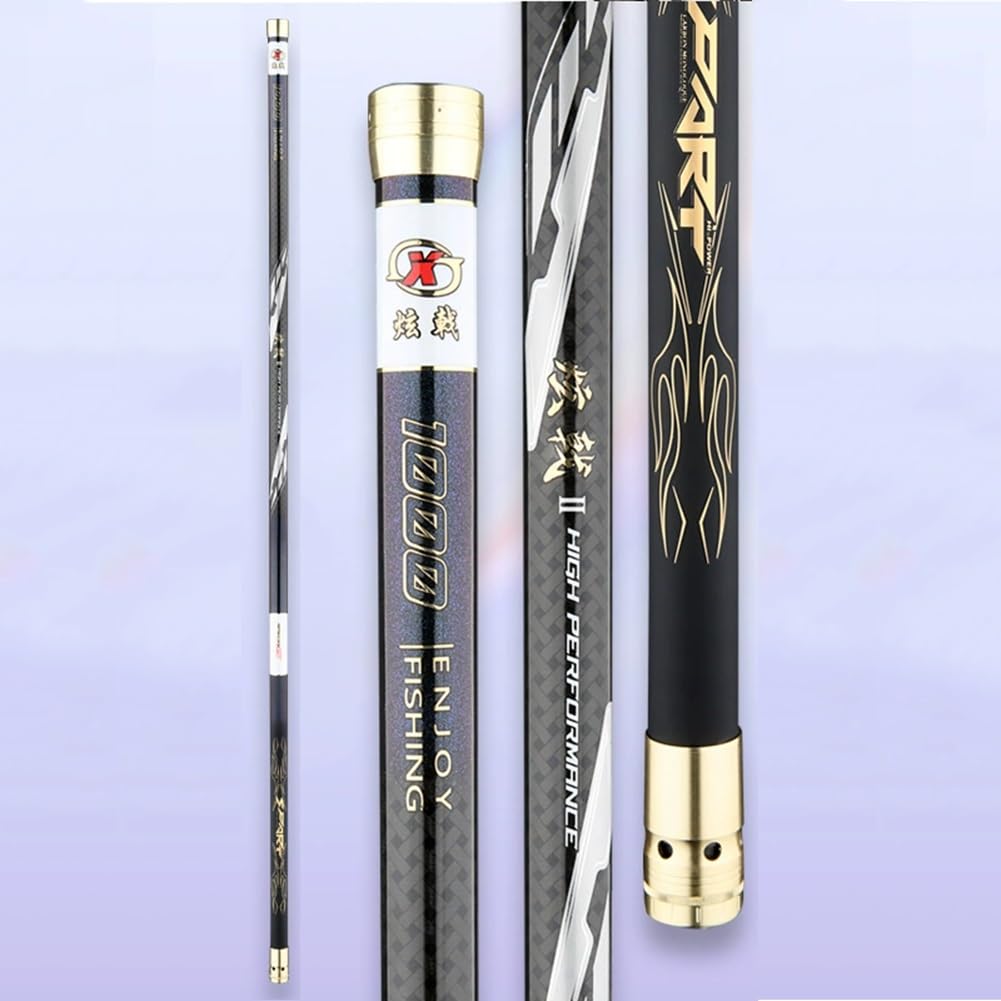 Canna da Pesca telescopica ad Alto Carbonio, 10-15 m, Canna Super Rigida a Sezione Lunga, Canna Manuale ad Alte Prestazioni(12m)