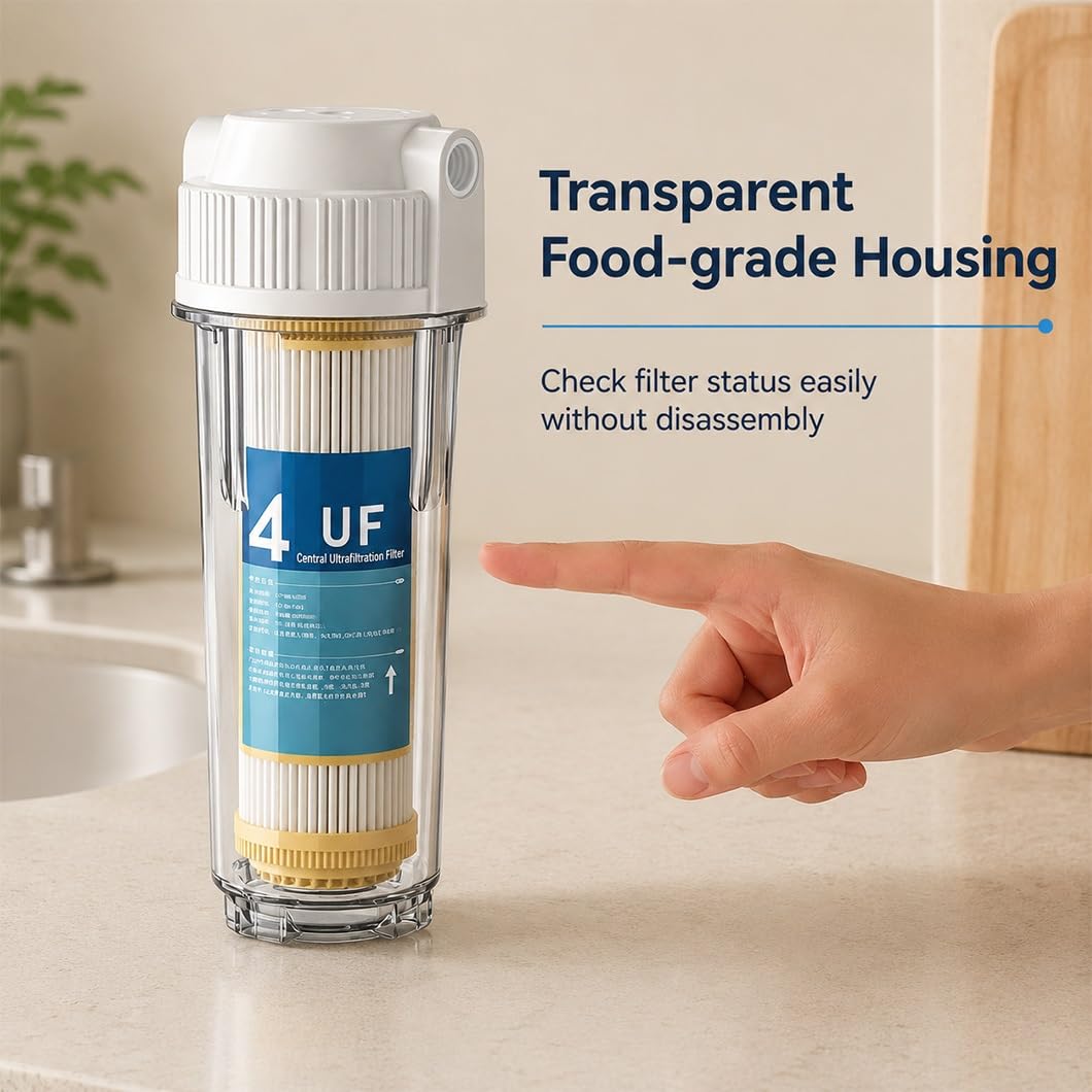 3 Carcasas Filtro Transparentes Compatibles 10" Con Cartuchos Membrana UF Fibra Hueca,0,01 Micras,conectores 1/2", Prefiltración Universal Sistemas Agua Residenciales