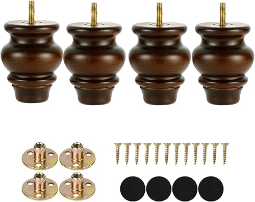 Miniatura 7 de Michanco Juego de 4 patas de madera para muebles de 3 pulgadas, patas de repuesto para sofá otomano