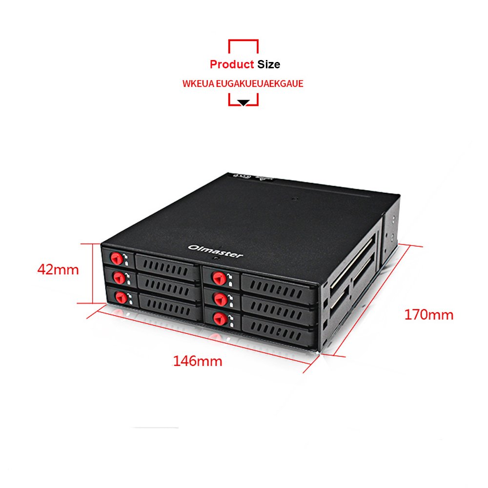 Brrnoo Backplane Mobile a 6 Alloggiamenti Rack Hot Swap per Dischi Rigidi HDD SSD da 2,5 Pollici con Ventola di Raffreddamento Blocco Tasti Trasmissione a 6 Gbps per Appassionati di