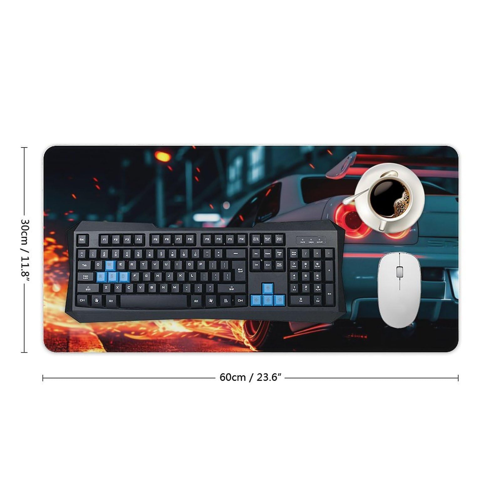 JDM Cars NSX Large Mouse Pad - 30x60cm Gaming Desk Mat With Non-Slip Rubber Base