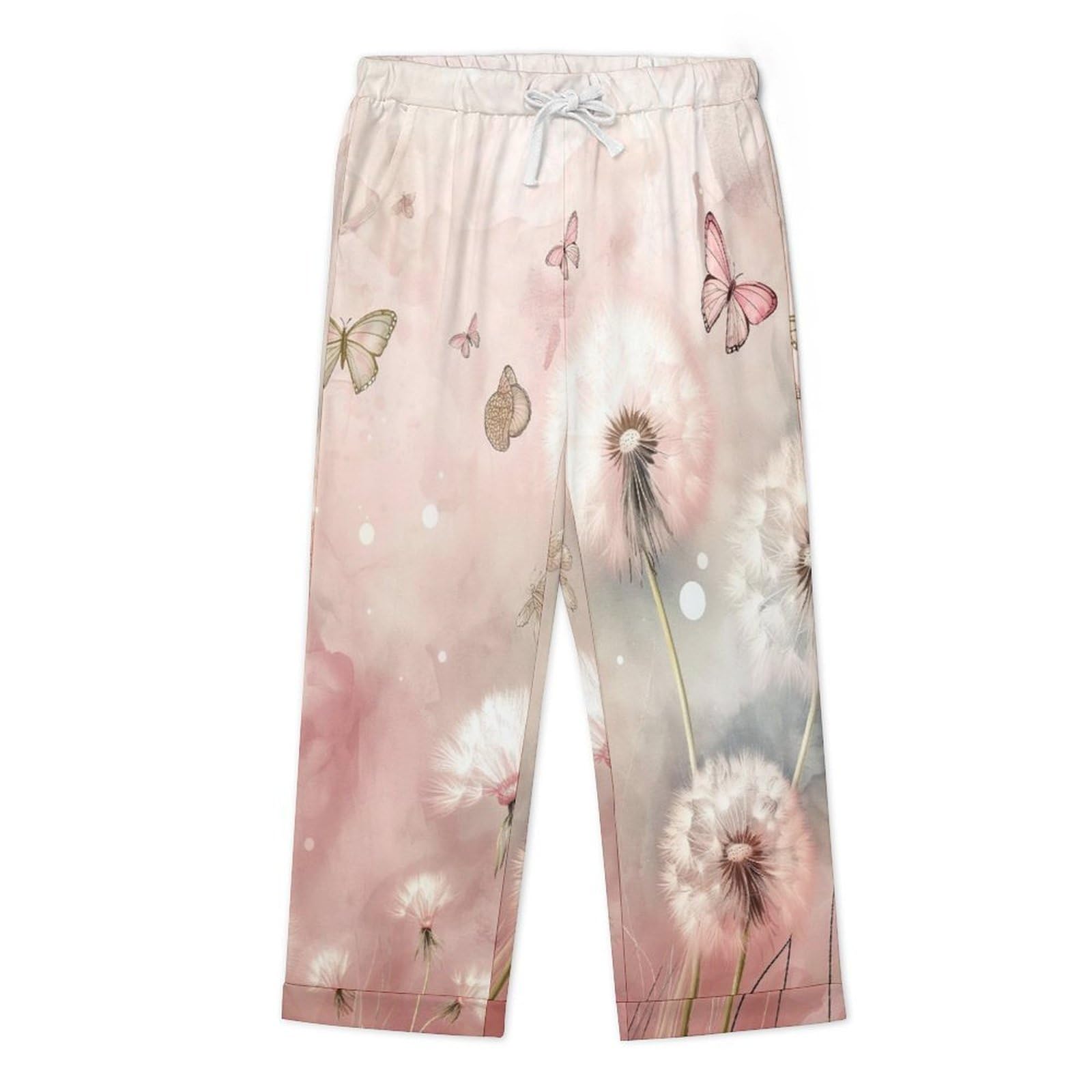 OLEETS Completo Pigiama da Uomo - Farfalla di Tarassaco Top E Pantaloni in 2 Pezzi Pigiama Casual E Ampio A Maniche Lunghe Morbido Autunnale E Invernale.