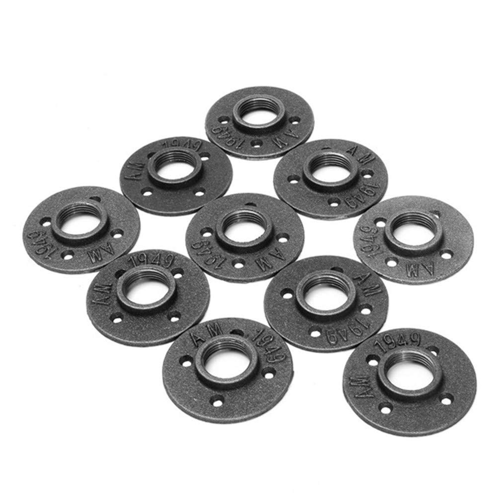 RanDal 10 Piezas 1 Pulgada Bricolaje Maleable Roscado Brida De Suelo Accesorios De Tubería De Hierro Montado En La Pared
