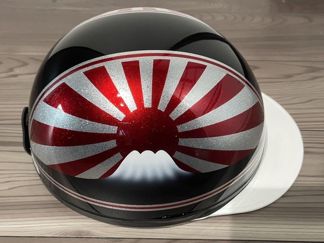 赤ラメ 富士日章 コルク半 ヘルメット 軽スロ アルフィン ゼファー400 旗棒 赤ラメ 富士日章 コルク半 ヘルメット 軽スロ アルフィン