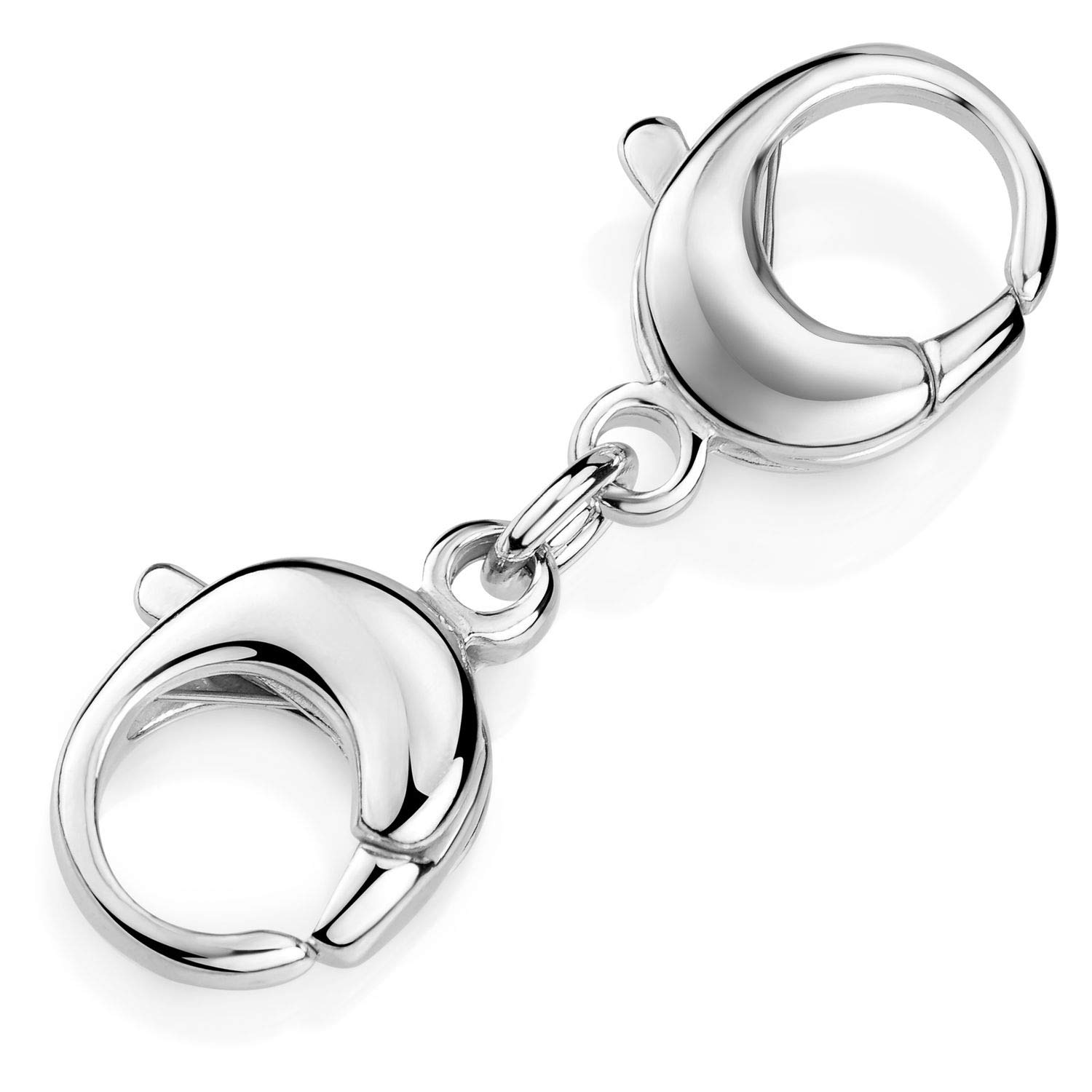 MATERIA Karabiner Verschluss 38mm rund aus 925 Sterling-Silber Doppelkarabiner Zubehör Schmuck Herstellung Basteln DIY Z34