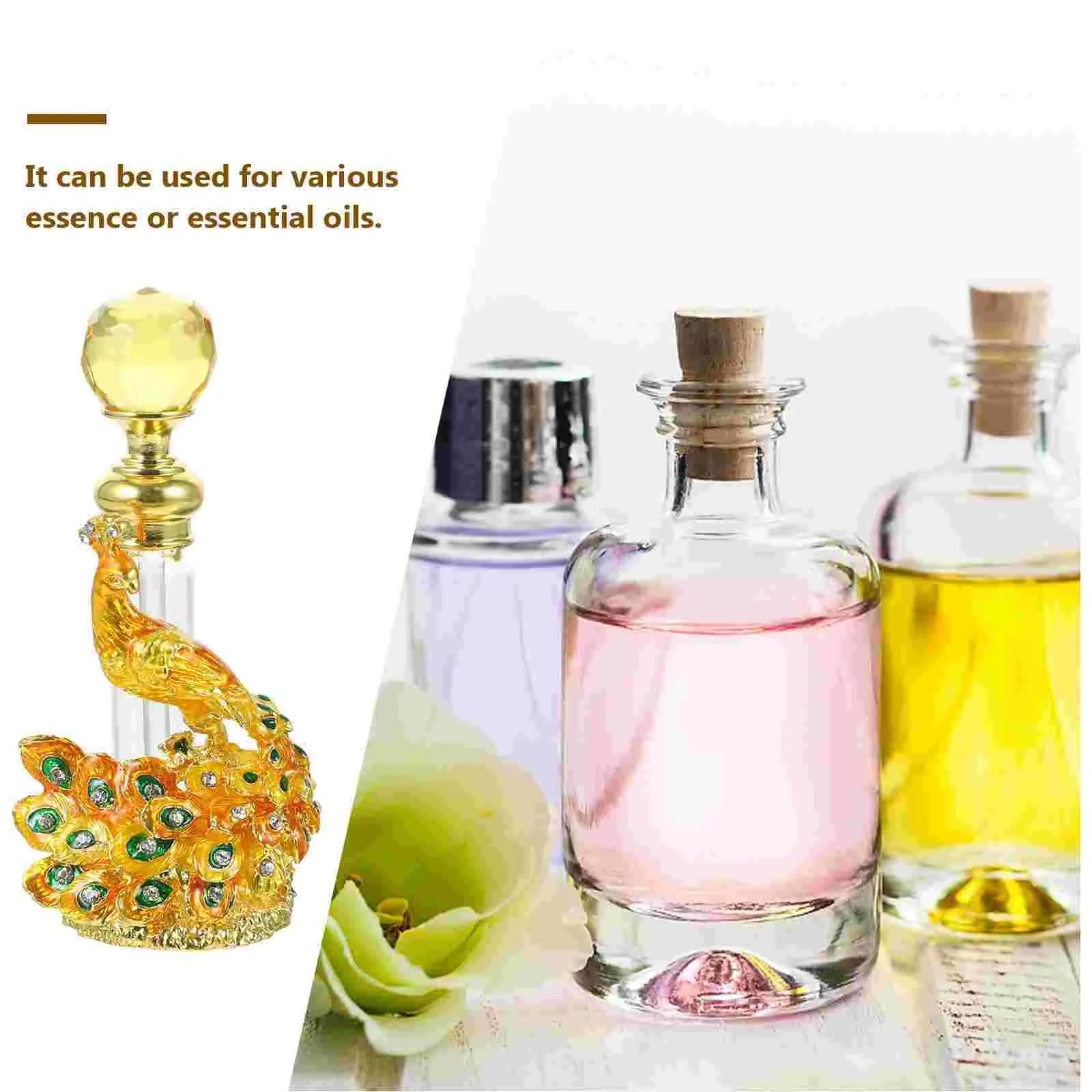 Botella de perfume esmaltada Vintage aroma agua aceite esencial botellas pequeñas muestra mujeres viaje vidrio Para Mujer(Golden)