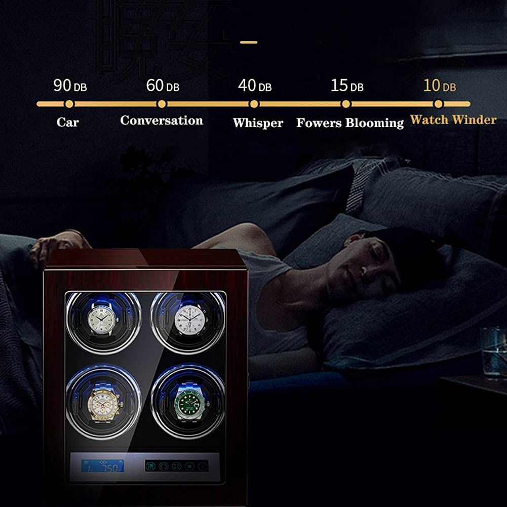 Automatischer Uhrenbeweger mit superleisem Motor, 15 Rotationsmodi, LED-Beleuchtung, LCD-Display, Touchscreen, Netzteilbetrieb，