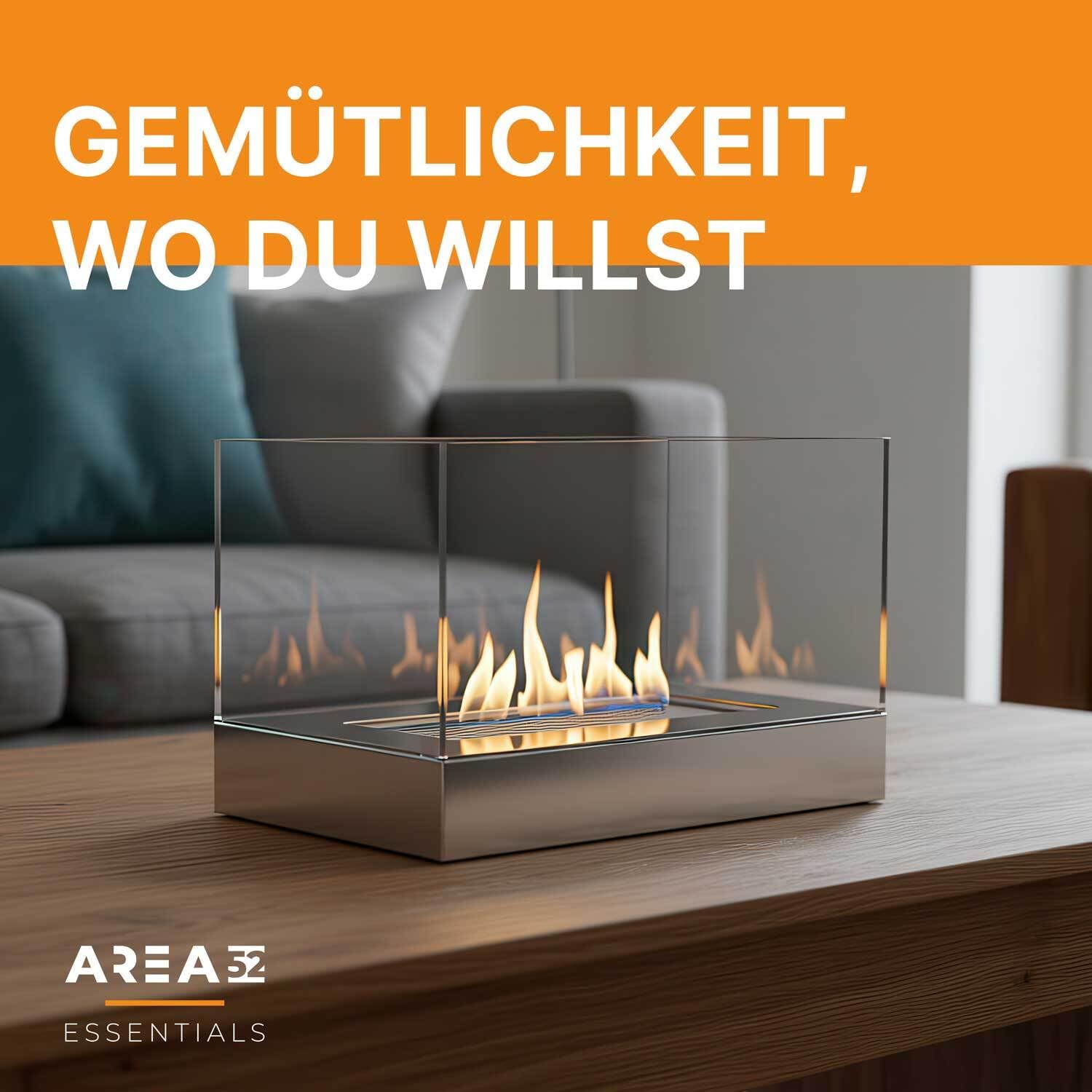 Area52 – Bioethanol 3x1L Set Ethanol – Reiner Ethylalkohol mit 96,6% Reinheitsgrad – Für Ethanolkamine, Tischkamine & Bioethanol-Feuerstellen – Geruchslos & rußfrei – Für Indoor & Outdoor (3 x 1L)