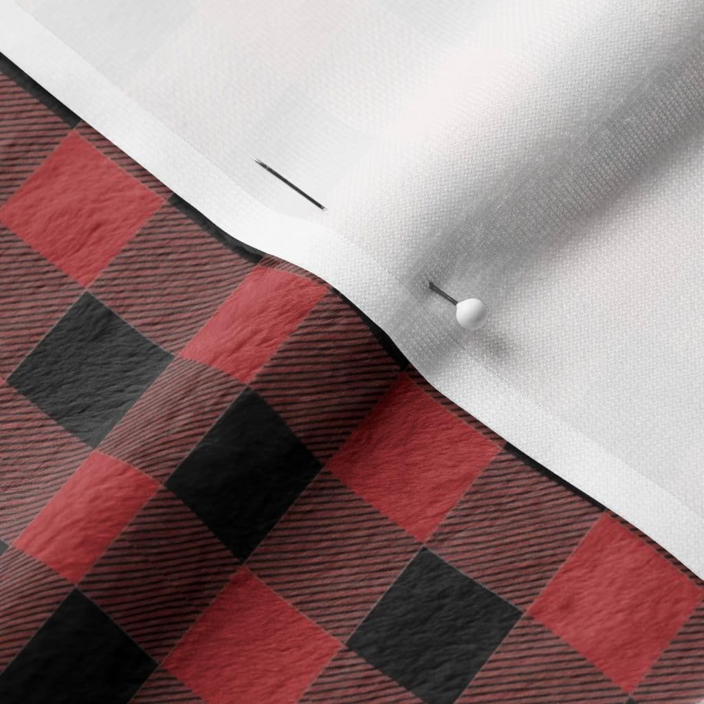 Spoonflower Fabric - Red Buffalo Plaid Christmas Check Small Print Black and Tiny Ditsy Printed on Minky Fabric by The Yard - Sewing Baby Blankets Quilt Backing Plush