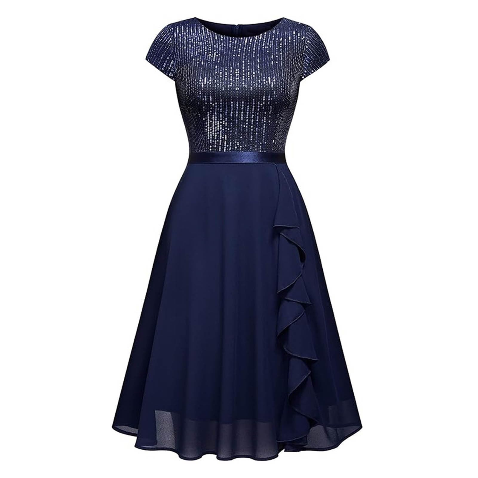 Elegante Vestido de Novia para Mujer con Mangas en Encaje y Gasa para Ceremonia Nupcial y Eventos Formales de Noche con Diseño de Largo Medio
