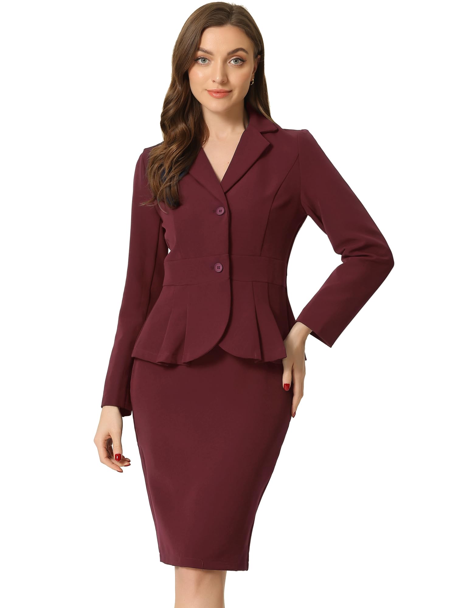 Allegra K Women 2 Piece Suit Skirt Sets Business Casual Outfits