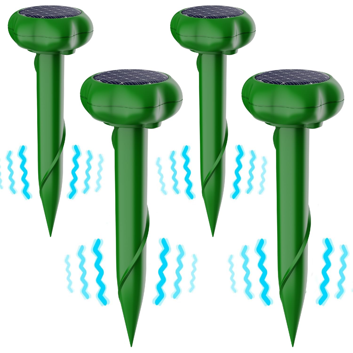 Solar Mole Repellent,4 Pack Ultrasonic Solar Power Animals Repeller,Mole Stopper Scare Vole for Lawn Garden & Yard Home -Groundhog Repeller Snake Rodent Gopher Chaser Pest Odstraszacz