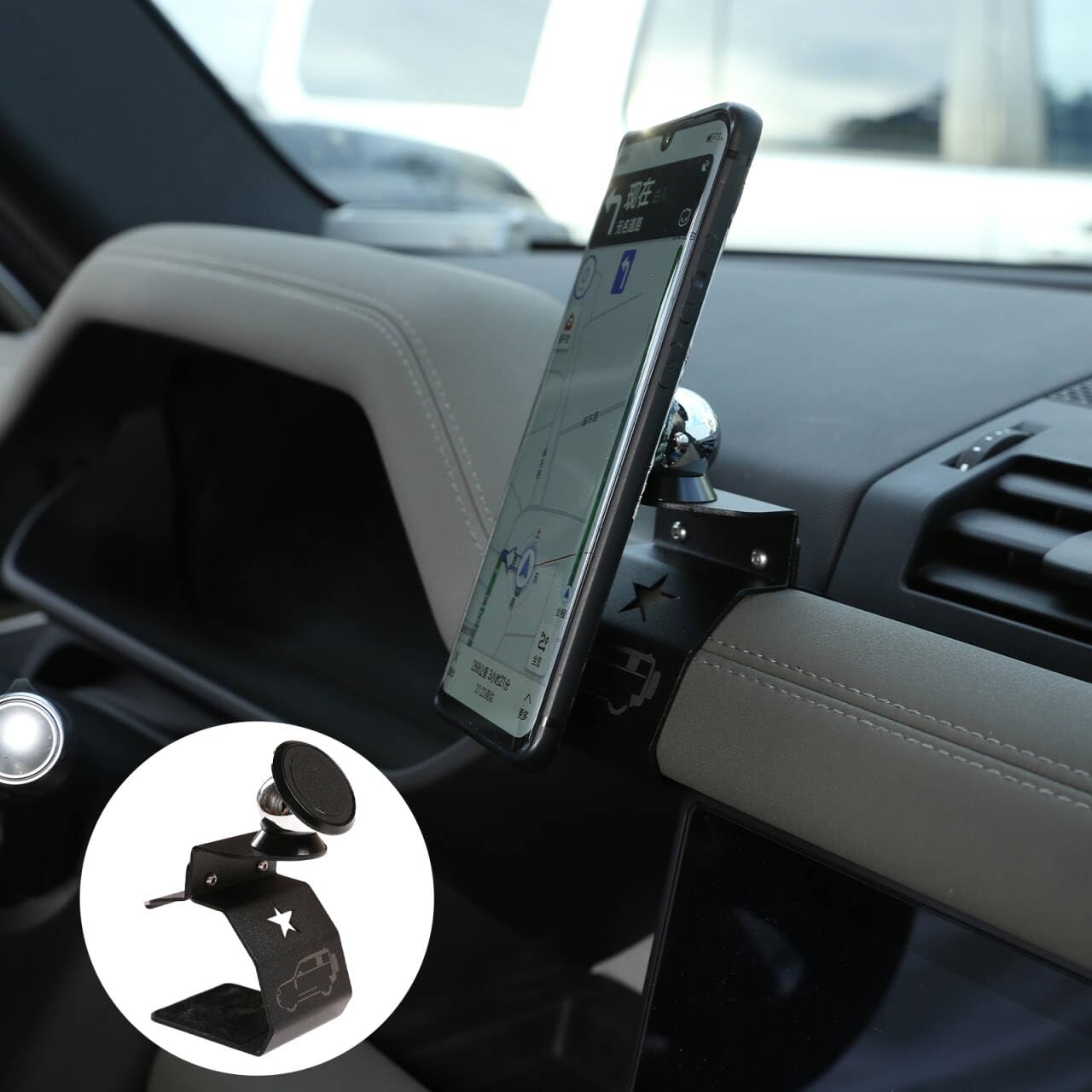 Supporto per cellulare auto compatibile con Land Rover Defender 2020-2023 | Versione C Supporto per smartphone – Montaggio semplice Dashboard per iPhone/Samsung