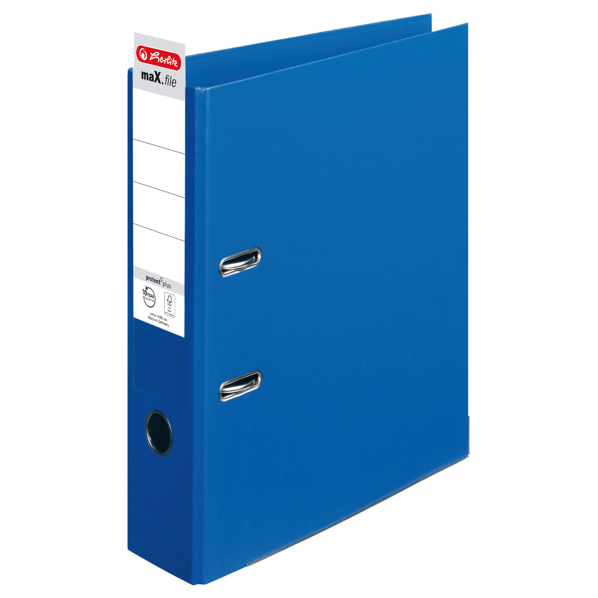 Herlitz 10834331 - Raccoglitore ad Anelli maX.file protect+ A4, 8 cm, colore: blu (confezione da 4 pezzi, blu)