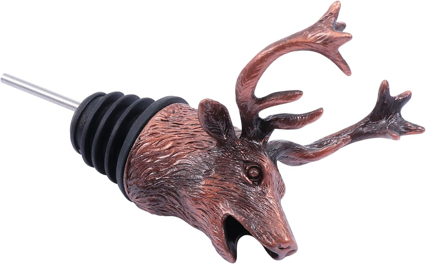 Vintage Deer Head Wine Pourer Bottle Stopper Zinc Alloy Christmas Wine Decanter Rustic Copper Pour Spout for Home Bar Party