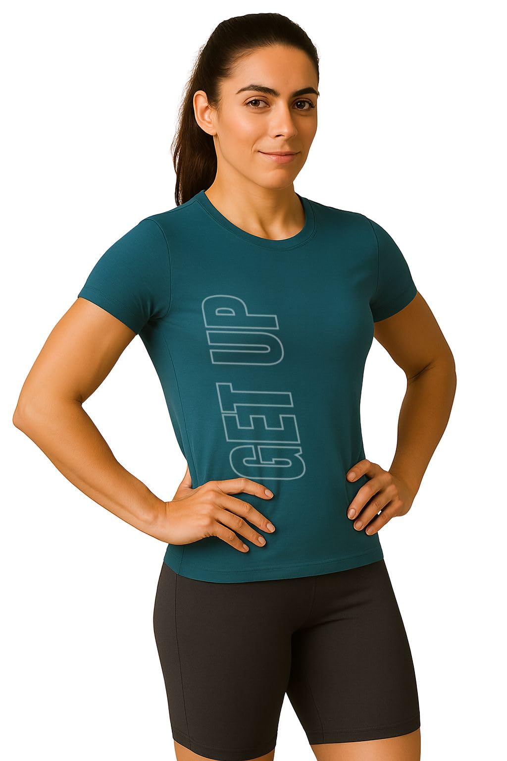 3Colours RGB Women's Sportswear T-Shirt | Round Neck, Quick Dry, Stretchable Active Gym Top | Regular Fit Printed Workout Tee-Getup-image-23