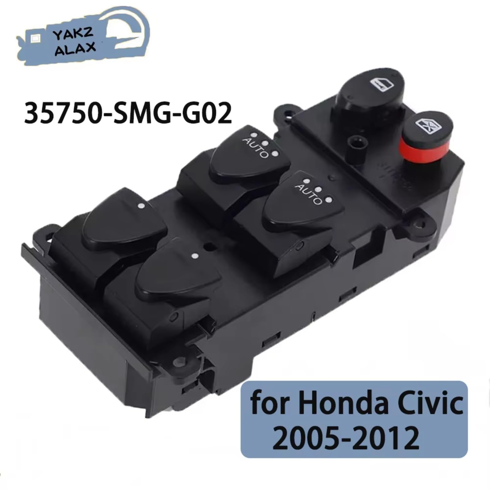 Compatible Avec Civic 2005-2012 35750-SMG-G02 Commutateur De Commande De Fenêtre Électrique Avant Gauche Avec 2 Accessoires De Voiture Auto 35750-SMG-G022-M1 vitres électriques