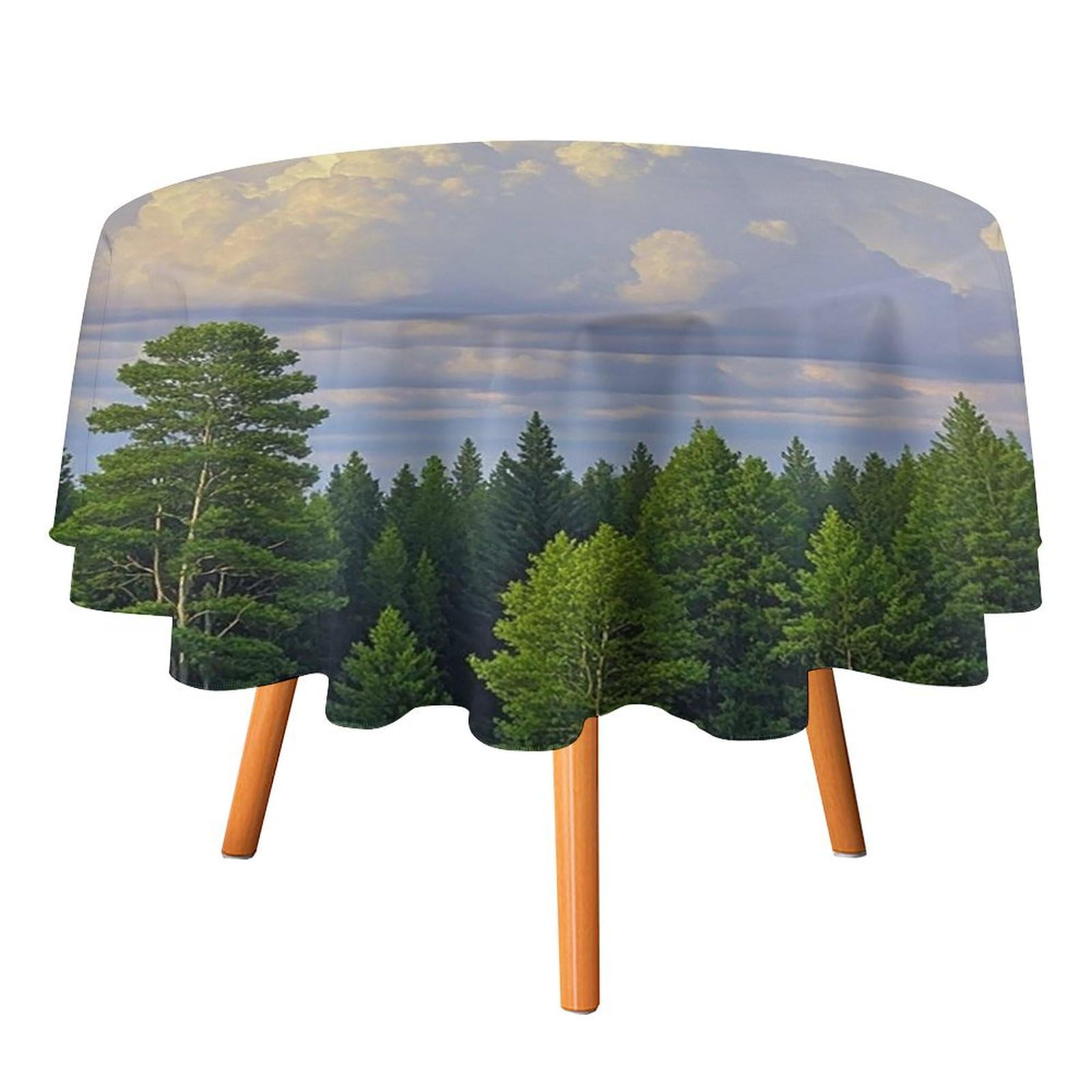 Nappe ronde 177,8 cm lavable en machine motif nuage pour salle à manger