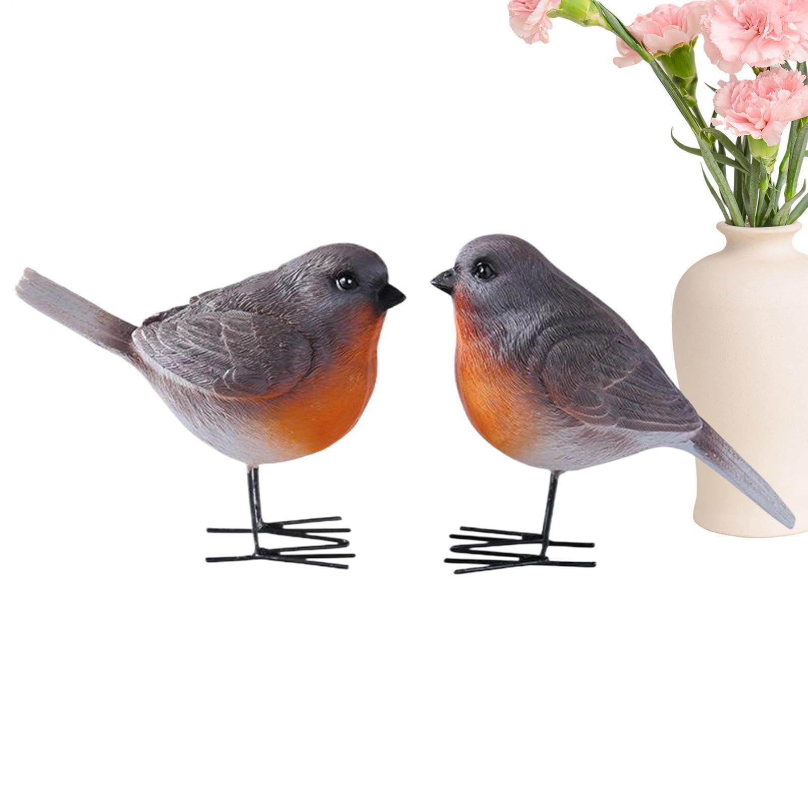 Figurines d'oiseaux en lot de 2 statuettes décoratives pour bibliothèque et cour