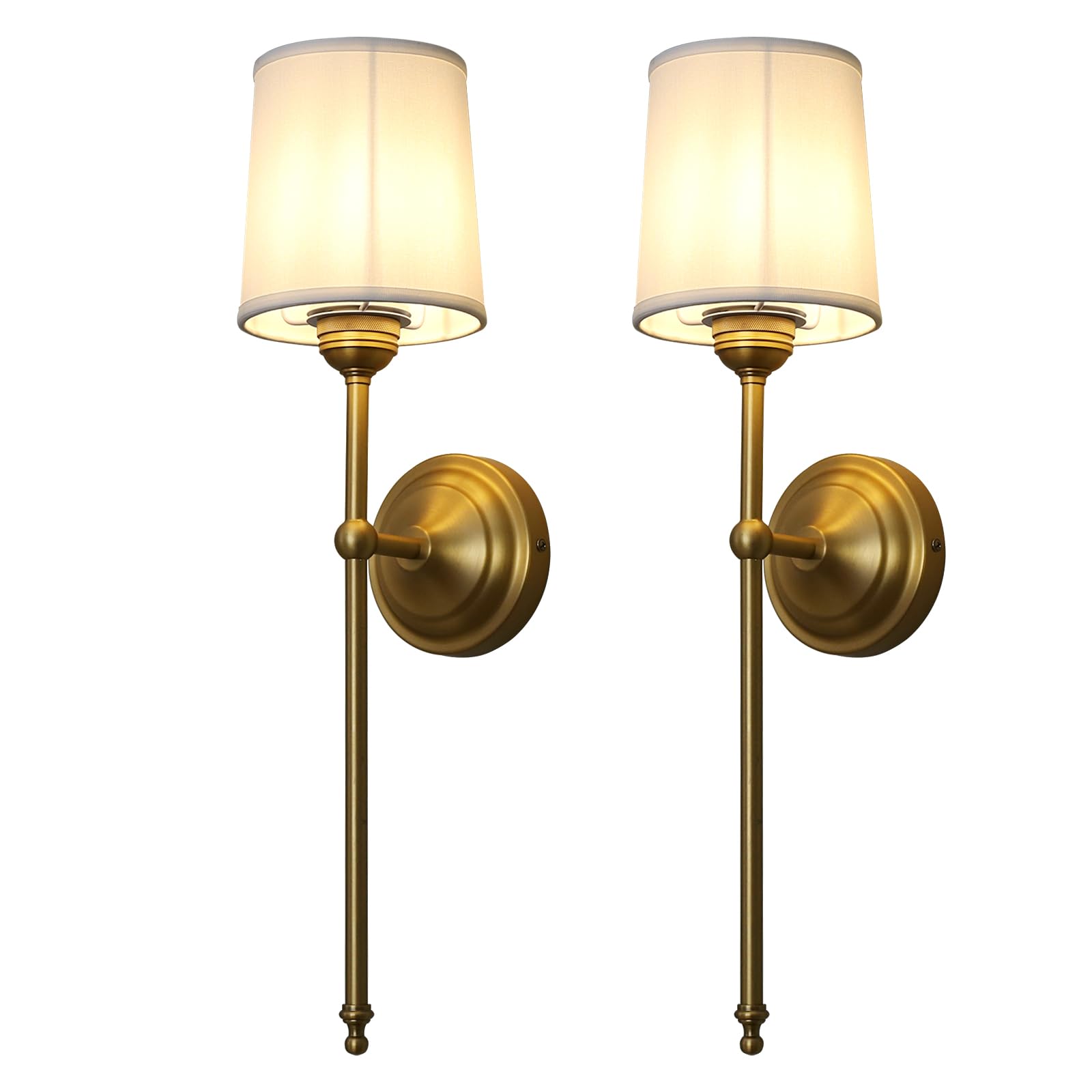 Yosoan Wandleuchte mit Stoffschirme Lampe Wandlampe Modern Wandleuchten mit E27 für Spiegel, Wohnzimmer, Schlafzimmer und Treppe (2 Stk mit antike Metal und weißem Stoffschirme)