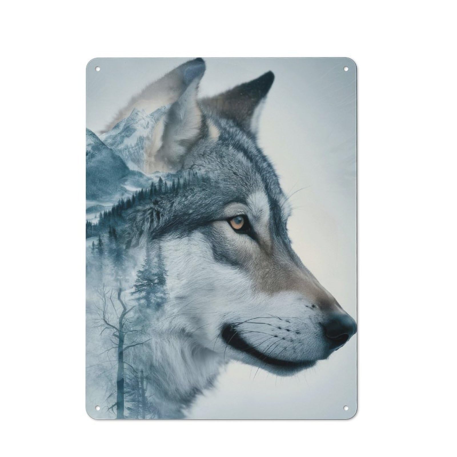 Metal Plaque 40x30cm with Wolf Husky Dog for Pub Or Café, Rustic Decor, for Garage, Workshop And Man Cave Decoration