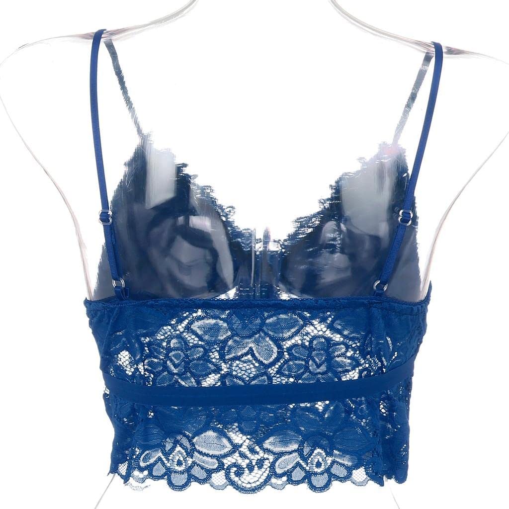 Minetom Femme Soutien Gorge sans Armature Push Up Brassière Dentelle Sport Lingerie Bra Col V Bustier Soutien-Gorge Quotidien Fitness Yoga Crop Top C Bleu S dès 8,99 € - sur