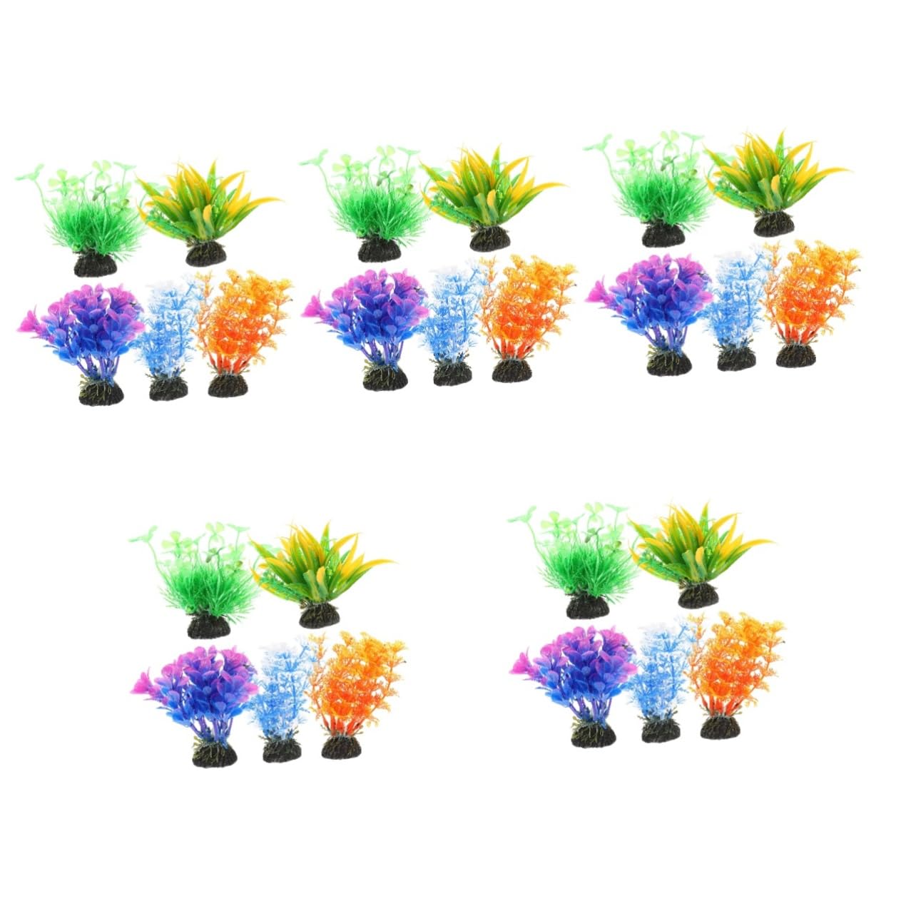 Cabilock 5 Set Piante Acquatiche Artificiali Decorazioni per Acquari Galleggiante Potere UV Stagno Impostore Piante Acquatiche per Acquari Piante Finte per Acquario Plastica 5 Pezzi*5