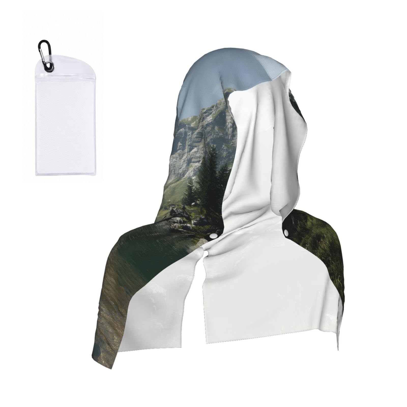 WXWJSHMGC Lake Print Cooling Hoodie Towel, Cooling Towels For Neck And Face Sun Protection Instant Cool Hoodie(Sport/Camping/Work Out/Hot Weather)