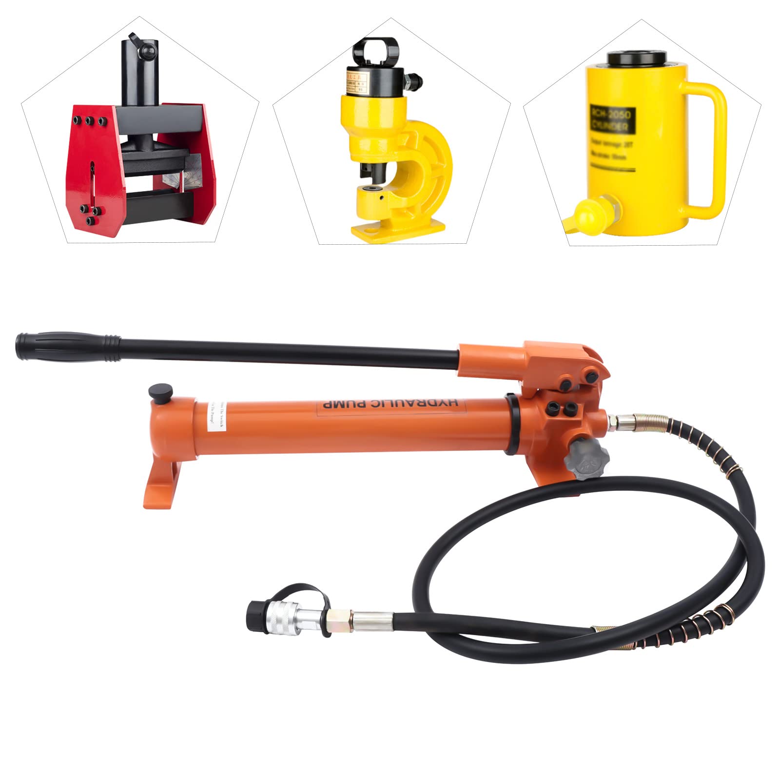 Bomba hidráulica manual, bomba hidráulica con manómetro y mangueras de 1,9 m, 900 cc 700 bar, bomba hidráulica manual para herramientas hidráulicas, elevadores cilíndricos, máquinas de prensado