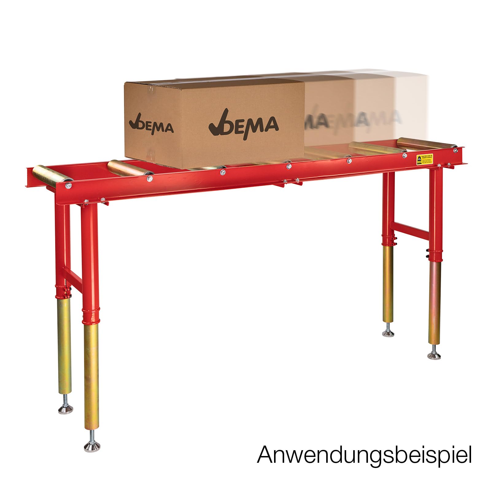 DEMA Rollenbahn 195x45x63 cm RB 205/800 - Rollbahn, Rollenband, Rollband, Rollentisch - Stabil, Langlebig, Mobil - Für Werkstatt, Lager, Transport, Fördertechnik, Handwerk