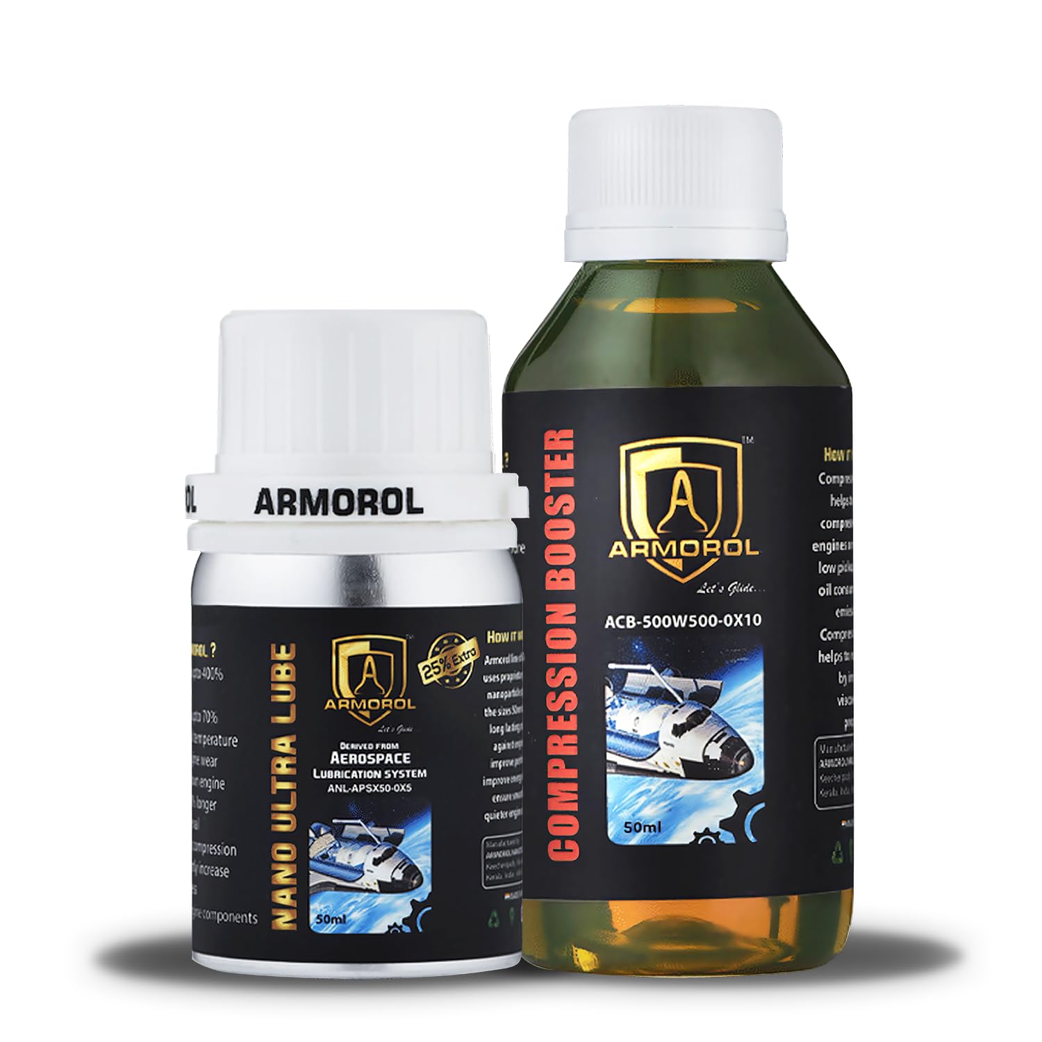 Armorol Nano Ultra Lube and Compression Booster Set, 50ml + 100ml, for Bikes up to 350CC