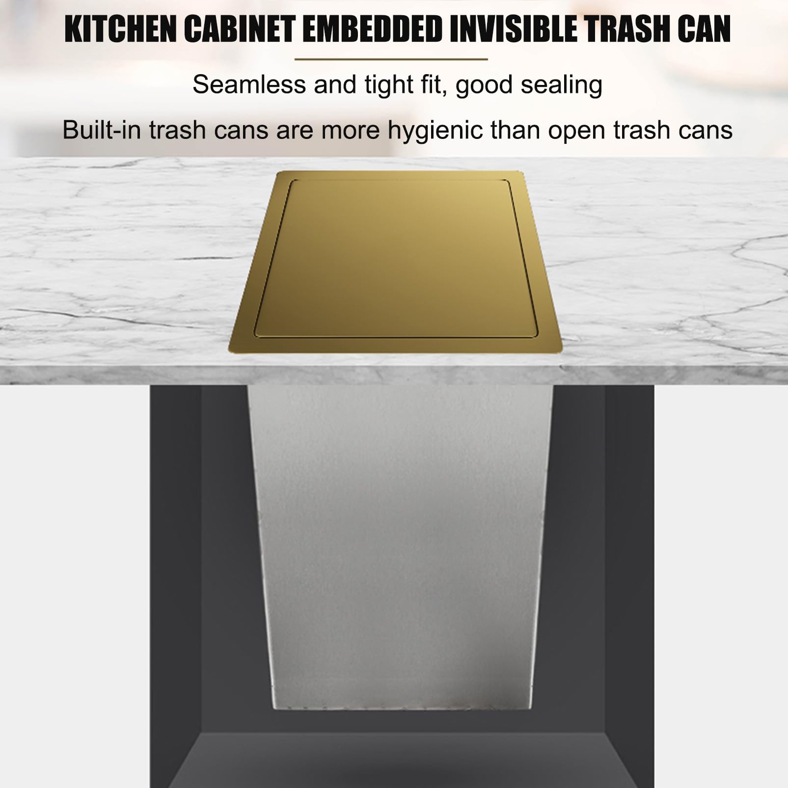 Cubo de basura para debajo del mostrador con canal integrado de acero inoxidable para armario de cocina, tapa oscilante, contenedor de residuos para baño, hotel y restaurante