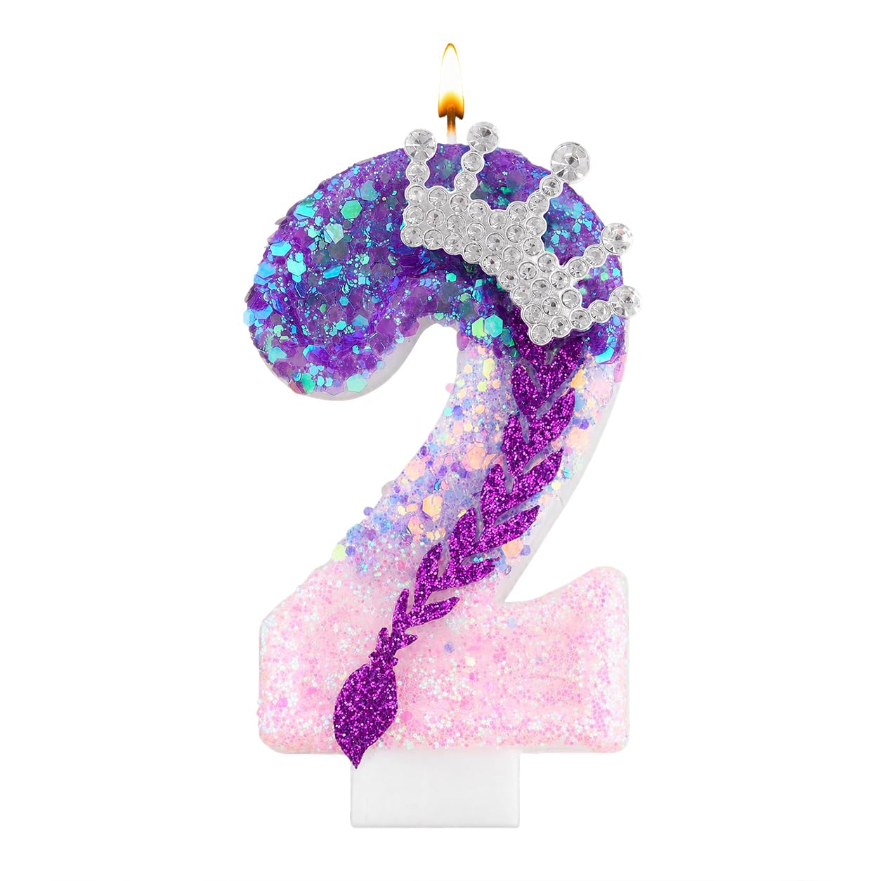 K Pop Number Birthday Candles, Glitter Crown Birthday Candles for Cakes Decoration, Stylish Kpop Music Themed Cake Topper for Girls Birthday Party Supplies & Anniversary Decorations (2 Candle,K Pop)
