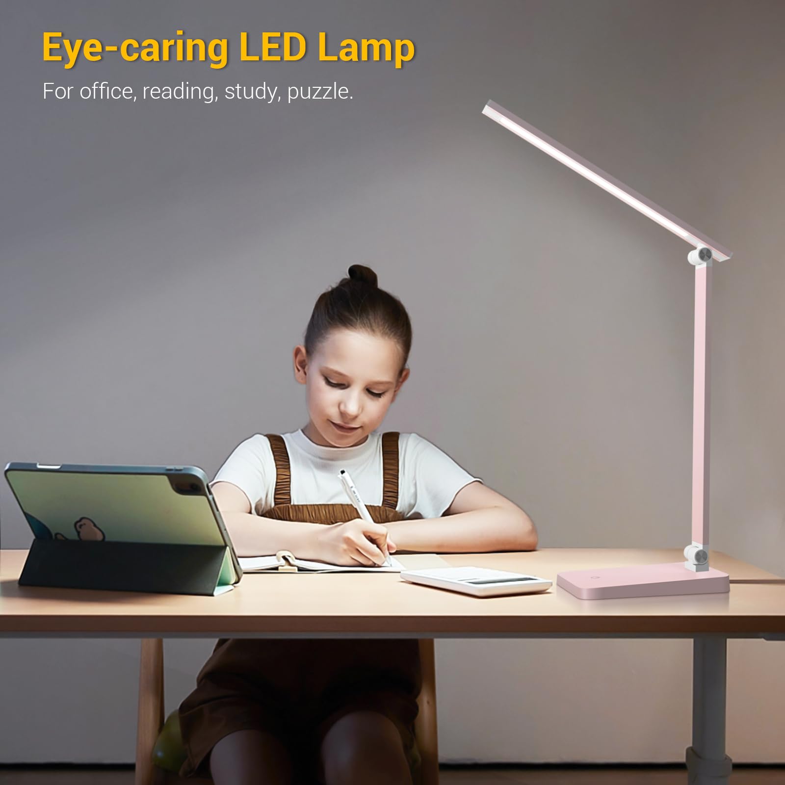 LED-Schreibtischlampe für Heimbüro, 3 Stufen, dimmbar, Lese-Schreibtischlampe mit USB-Ladeanschluss, Schreibtischzubehör, Touch-Steuerung, Tischlampe, augenschonende kleine Arbeitszimmerlampe für