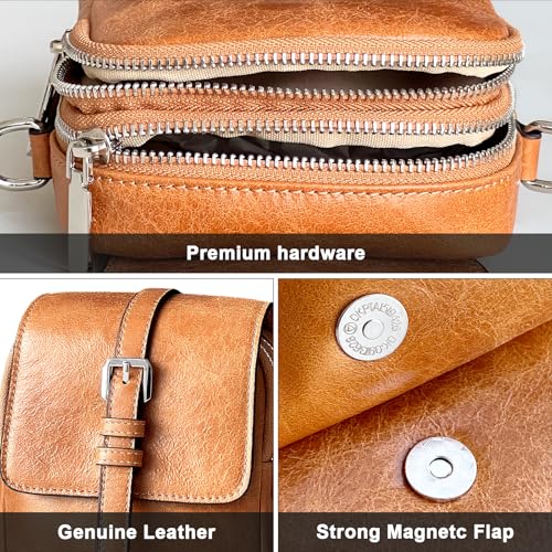 Image of Genuine Leather Crossbody Bags for Women, Small Crossbody Bag for Women,Phone Purses with Adjustable Strap for Travel