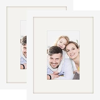 Picture Frames 8x10 2 Pack Made of Solid Wood White for Wall Mounting and Tabletop Display