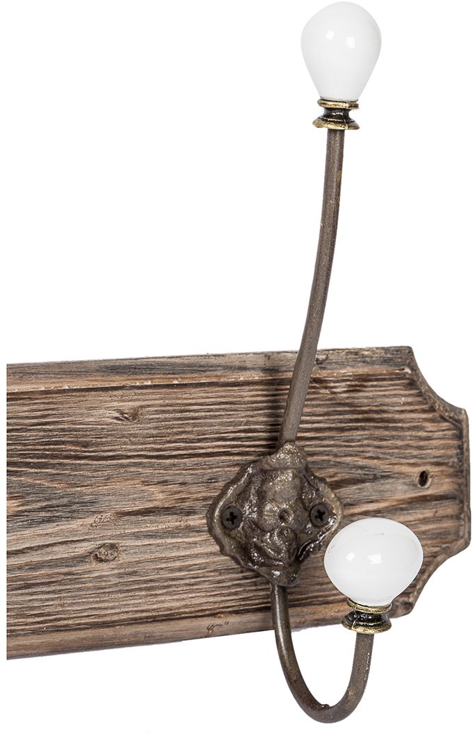 Biscottini Appendiabiti Da Parete In Legno Scuro 79,5 Cm – 4 Ganci In Ferro – Attaccapanni Da Ingresso, Bagno O Camera